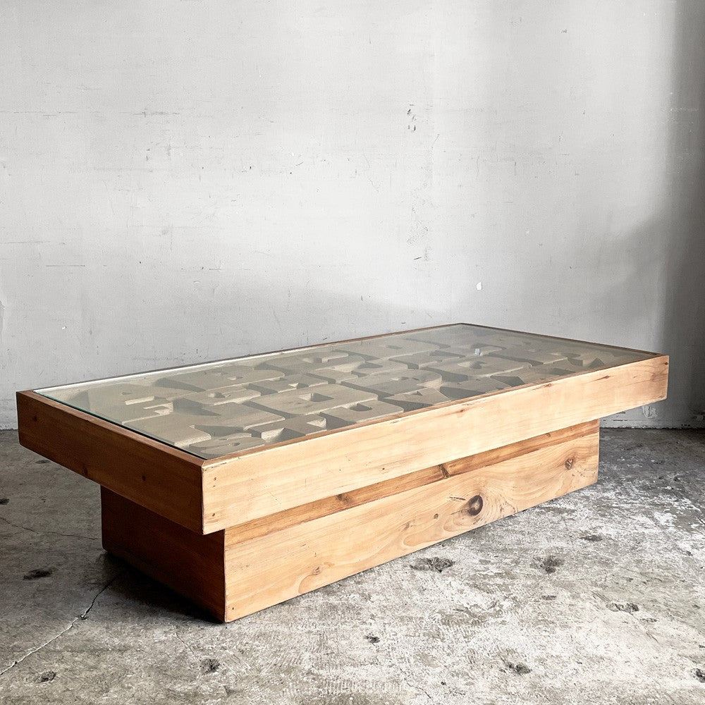 クラッシュゲート CRASH GATE ノットアンティークス Knot antiques ABCセンターテーブル ガラス × 杉古材 W120cm 関家具 ■