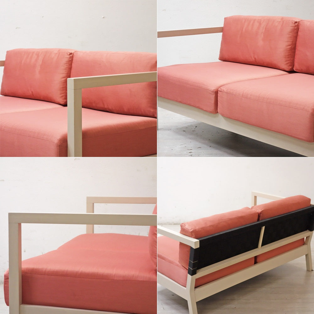 フランフラン Francfranc トラート TRAT ソファ 2シーター サテン生地 カバーリング サーモンピンク W140cm ●