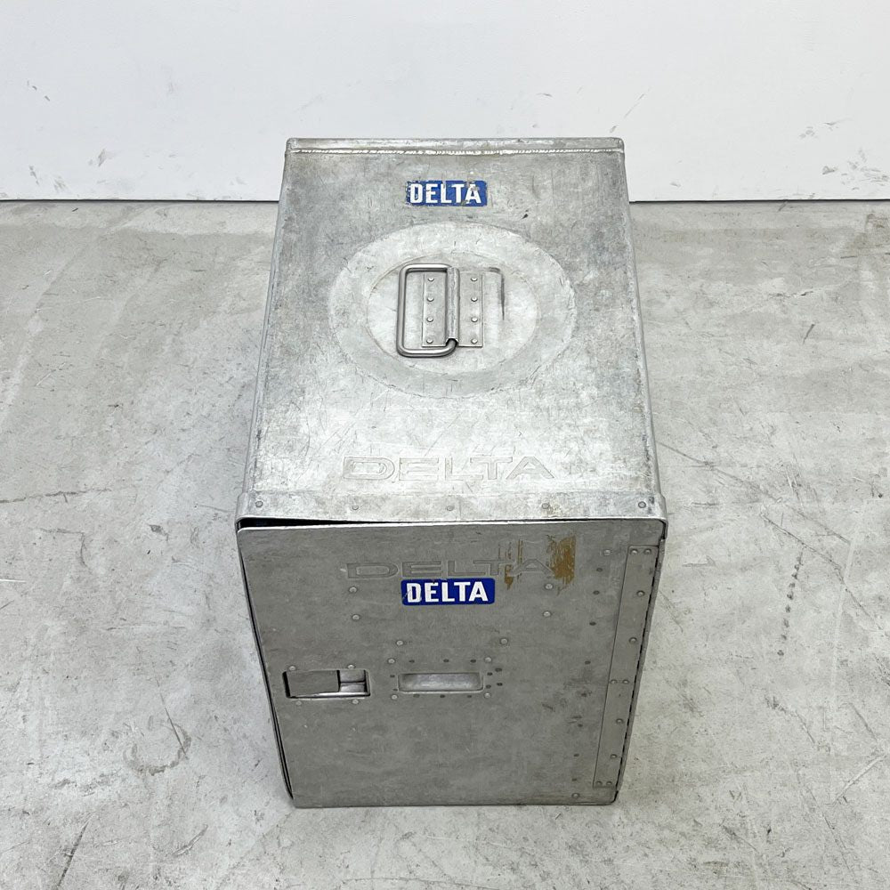 DELTA航空 ビンテージ ギャレーコンテナ ボックス Galley Box アルミ製 1ドア 6段 棚板付き 1960～70`s US Vintage C ●