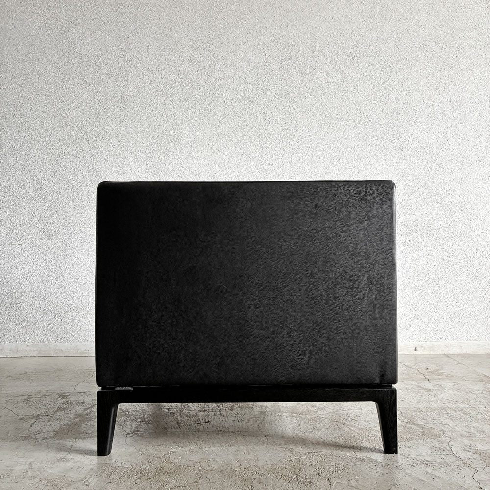タイム＆スタイル TIME & STYLE エドワード Edward seamless sofa シームレスソファ 1人掛け ラウンジチェア 本革 ブラックレザー タモ材 廃番 A 〓