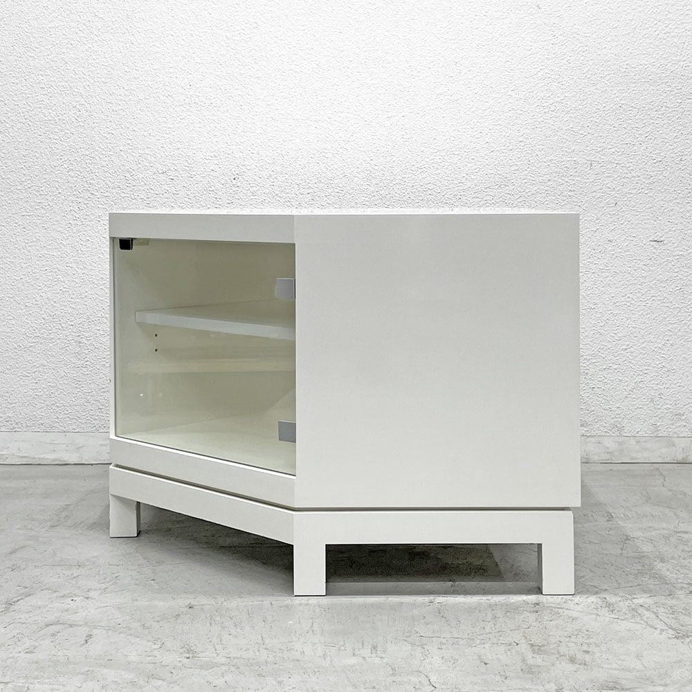 タイムアンドスタイル TIME & STYLE オーダーメイド コーナー AVボード テレビ台 ガラス戸 棚板1枚 ホワイト マグネットラッチ 〓