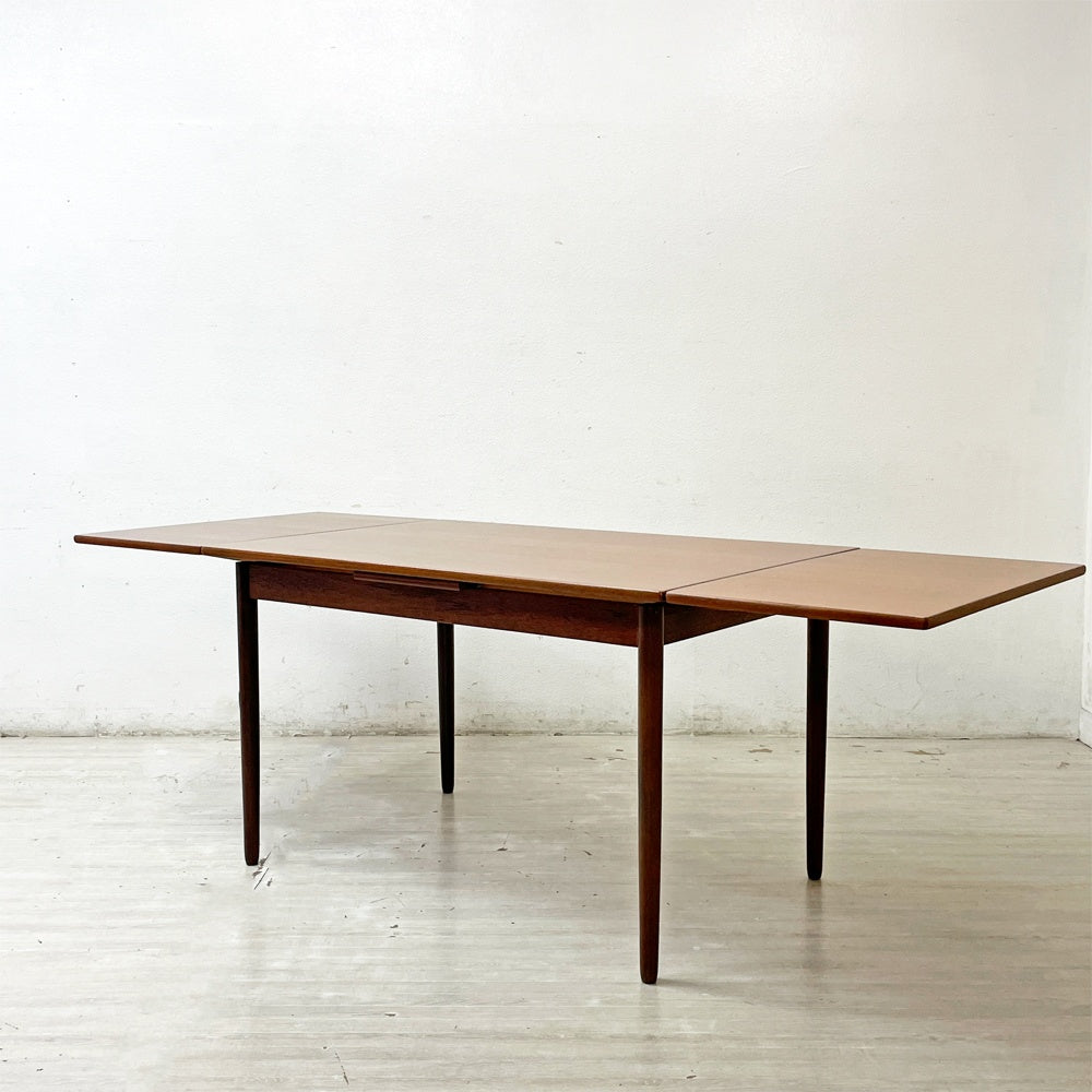 デンマークビンテージ Danish Vintage エクステンション EX ダイニングテーブル W120-212cm チーク材 伸長式 ドローリーフ式 北欧家具 ●