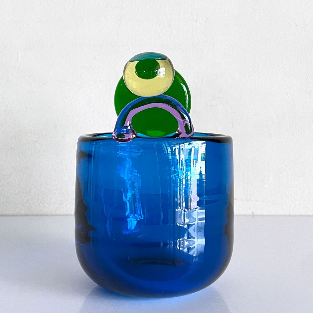 イッタラ iittala ポムポムベース Pampula Vase 90mm F型 ターコイズ scope別注 50/240 2018年限定 オイバ・トイッカ Oiva Toikka 箱付 北欧雑貨 希少 ■