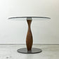 ポラダ porada スピン SPIN ダイニングテーブル ラウンド ウォールナット無垢材 ガラストップ Φ100cm ジーノ カロロ Gino Carollo ●