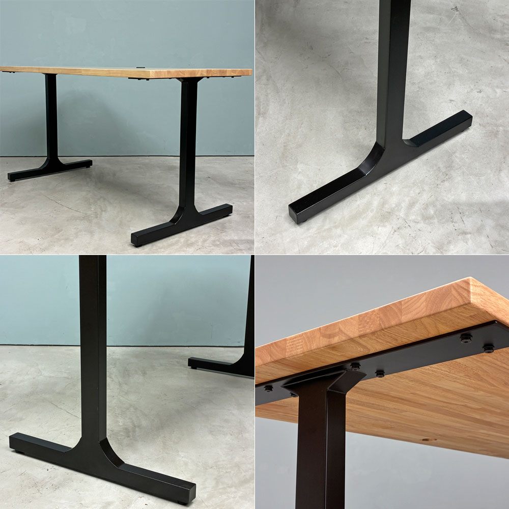 かなでもの KANADEMONO ザ・テーブル THE TABLE デスク W140xD62cm ラバーウッド Iライン脚 配線孔付き ◎