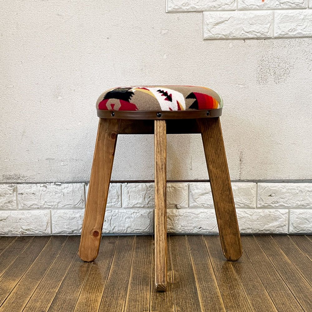 ペンドルトン PENDLETON  ウッディ ハイチェア Woody High Chair スツール Pilot Rock ウール生地 パイン無垢材 定価￥25,300- ◎
