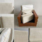 スキャンティーク SCANTEAK ジェイセン JASEN 1Pソファ 1人掛け チーク材 ファブリック ホワイト系 参考価格約19万円 〓
