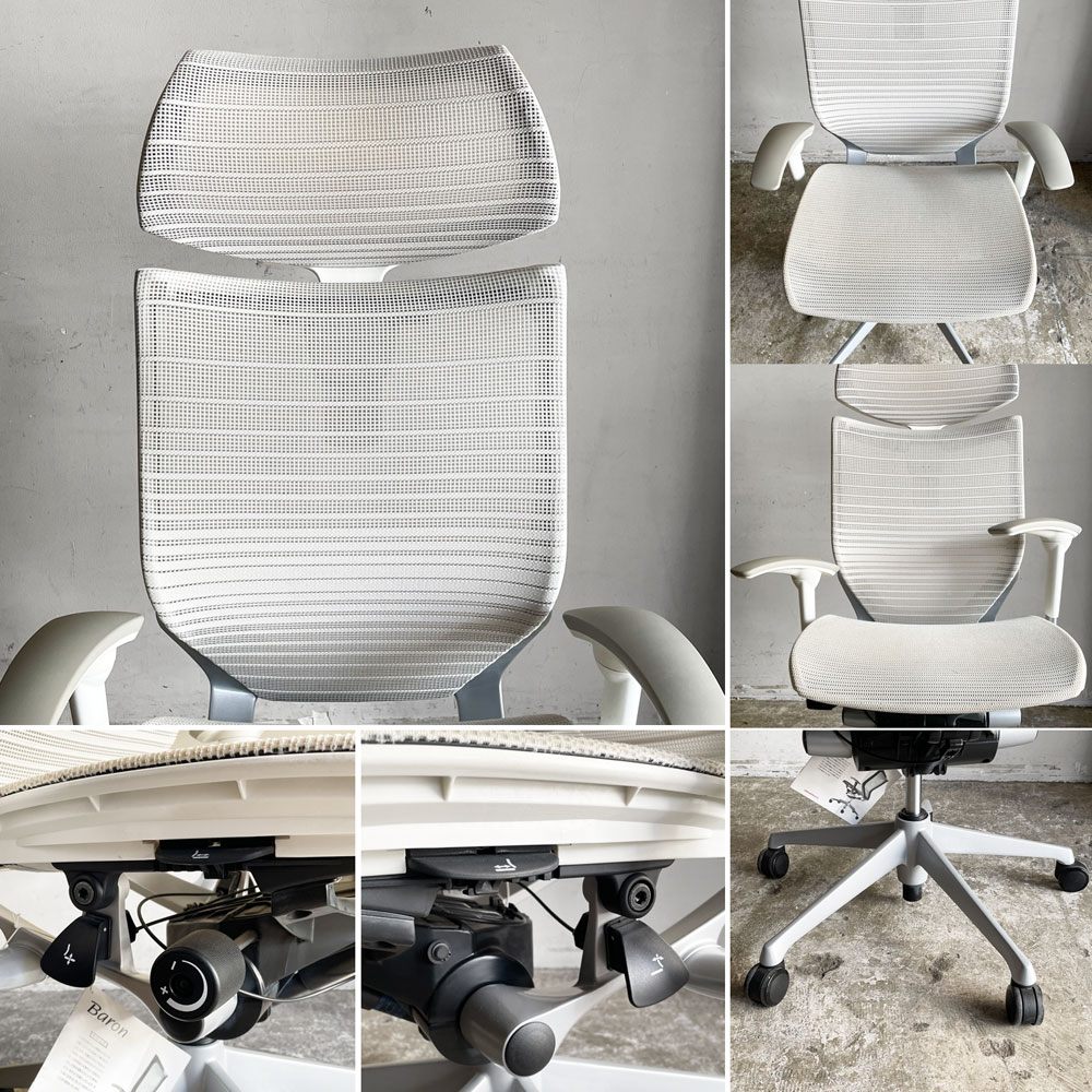 オカムラ okamura バロンチェア Baron Chair エクストラローバック オフィスチェア デスクチェア 可動ヘッドレスト アジャストアーム ジョルジェット・ジウジアーロ 2021年製 ■