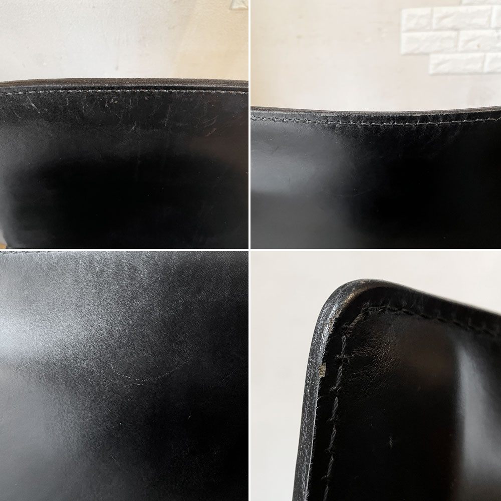 カッシーナ Cassina キャブチェア 412 CAB アームレス 本革 ブラック マリオ・ベリーニ イタリア モダンデザイン 定価￥308,000- ◎