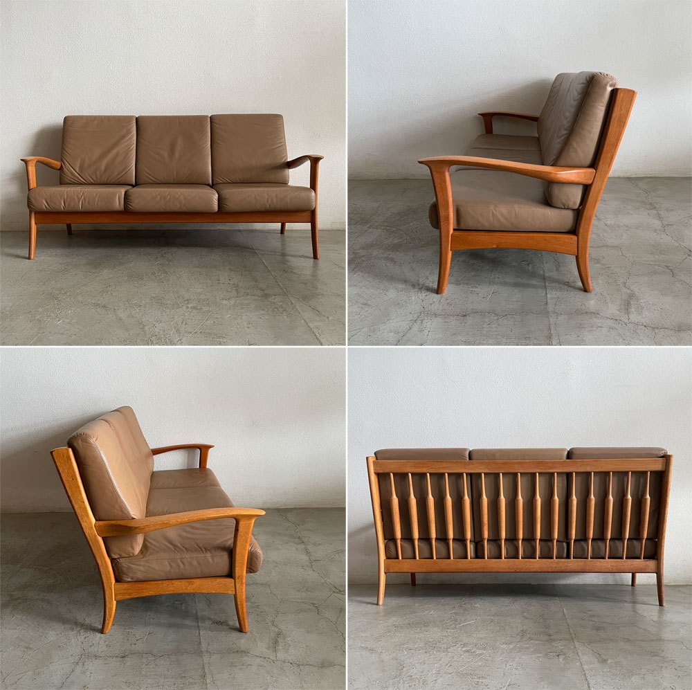 日田工芸 Hita Craft 70年代 ビンテージ チーク材 3P ソファ 北欧スタイル ジャパニーズモダン 百貨店販売 希少 高級品 〓