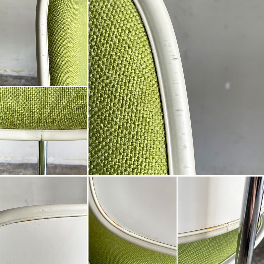 ハーマンミラー Herman Miller ツーピースプラスチックチェア Two Piece Plastic Chair DCM ホワイト グリーン ファブリック張替済 希少 ■