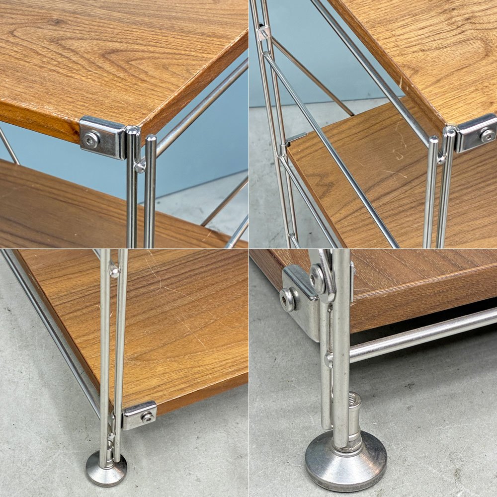 無印良品 MUJI ステンレスユニットシェルフ ウォールナット材 4段 W58 H120cm オープンシェルフ 本棚 飾り棚 収納棚 現状品 ◎