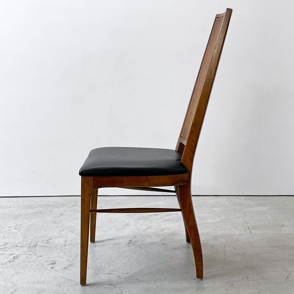 レーン LANE リズム Rhythm ハイバックチェア ウォールナット材 ラタンバック サイドチェア USビンテージ 60's Vinatge ミッドセンチュリーモダン A ●