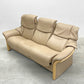 エコーネス EKORNES ストレスレス Stressless エルドラド Eldorado 3シーター サンド リクライニングソファ オーク材 総革 北欧 ノルウェー 定価約102万 〓