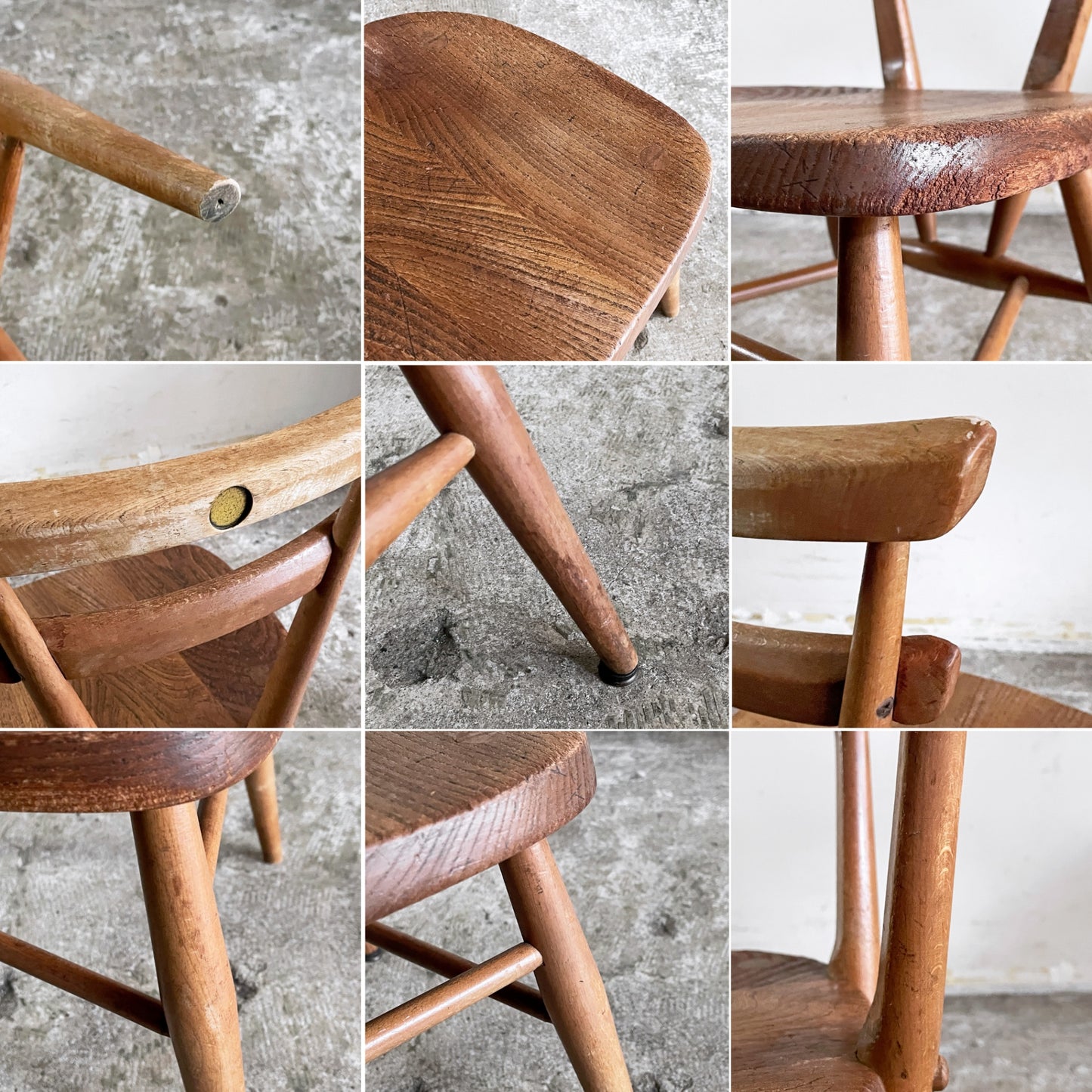 アーコール Ercol ダブルバックチェア キッズチェア イエロードット 黄色 スタッキング エルム材 UKビンテージ Vintage 英国家具 ■