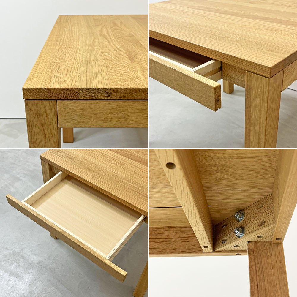 無印良品 MUJI ダイニングテーブル 無垢集成材 オーク材 引出付 W80cm スクエア ナチュラルスタイル 参考価格￥59,900- ●