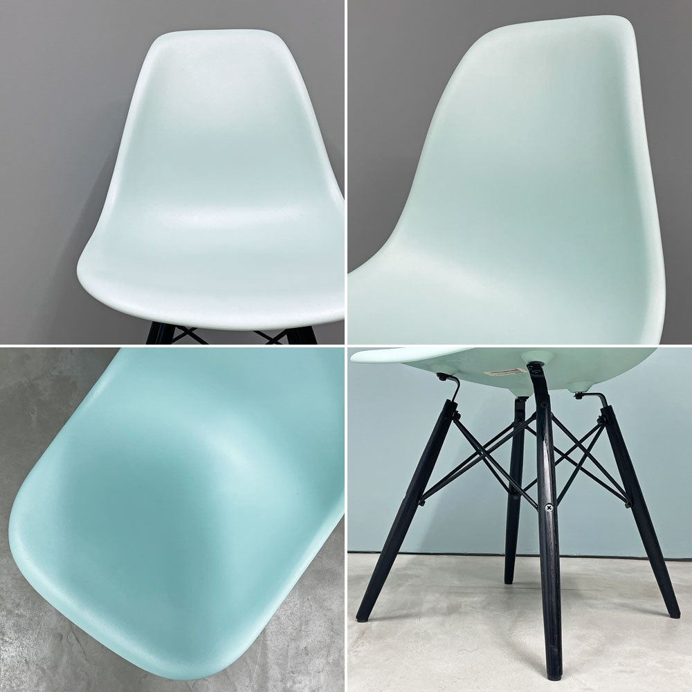 ハーマンミラー HermanMiller サイドシェルチェア ドゥエルレッグ DSW アクアスカイ × エボニー ポリプロピレン製 イームズ ミッドセンチュリー B ◎