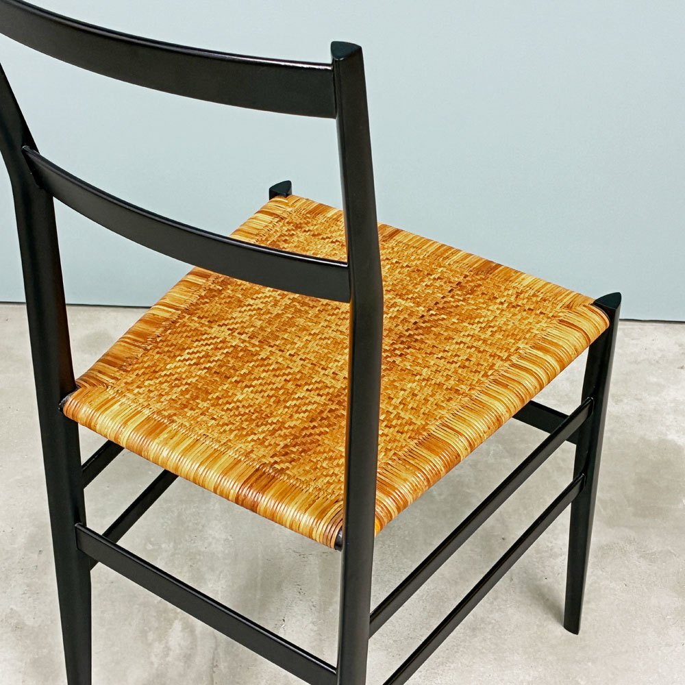 カッシーナ Cassina 699 スーパーレジェーラ SUPERLEGGERA チェア ダイニングチェア アッシュ材 ブラック 籐張り ジオ・ポンティ ◎