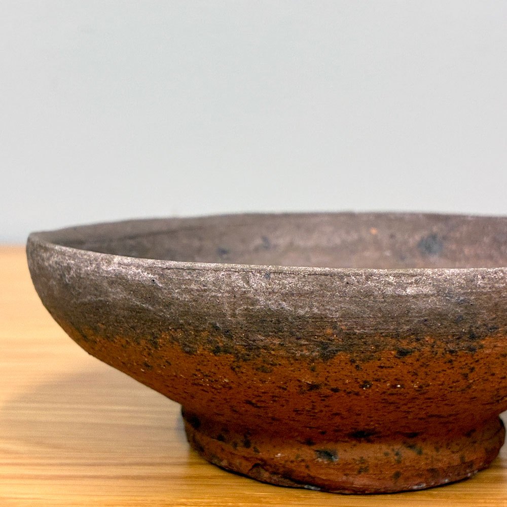 森岡成好 Shigeyoshi Morioka 南蛮焼焼締  食器 平鉢 皿 丸皿 Φ14 現代作家 A ◎