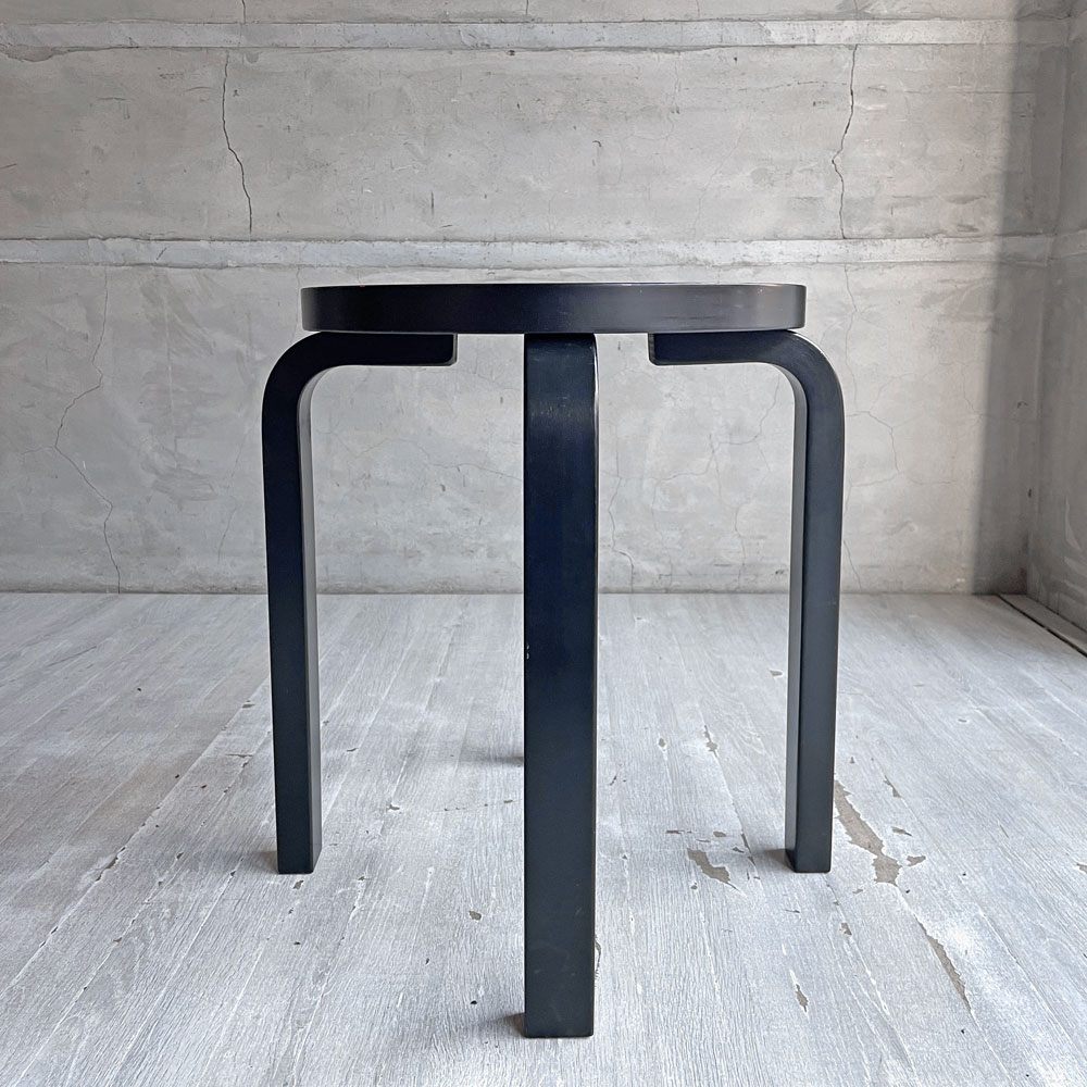 アルテック artek スツール60 E60 オールブラックラッカー 4本脚 80周年記念 アルヴァ・アアルト バーチ材 2015年製 ♪