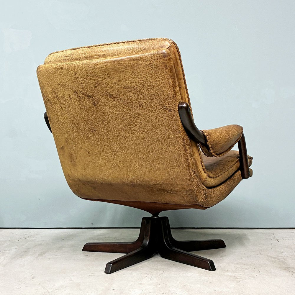 ベルグファニチャー Berg Furniture ラウンジチェア シングルソファ オーク材 本革 ブラウン 北欧 デンマーク ◎