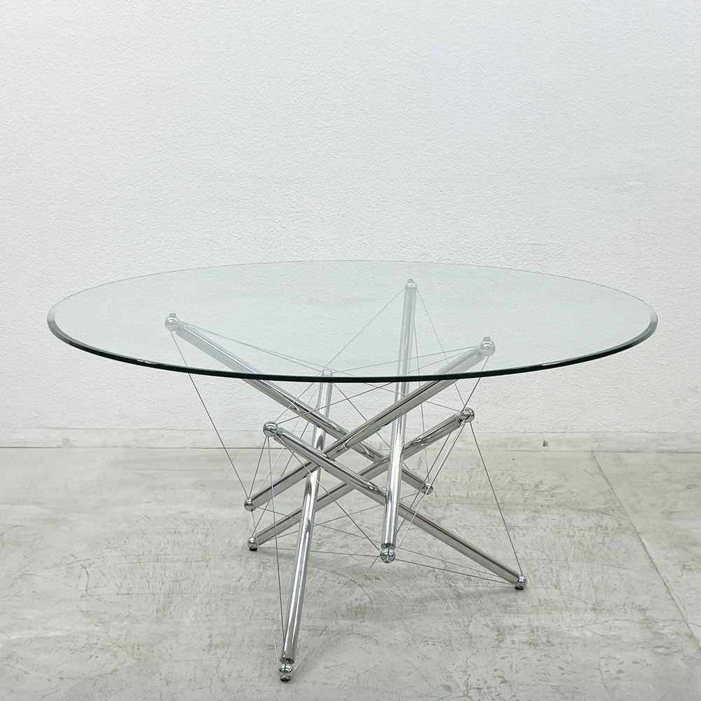 カッシーナ Cassina 714 Table ガラストップ ダイニングテーブル ラウンド  テオドール・ワッデル Theodore Waddell 参考68万円 〓
