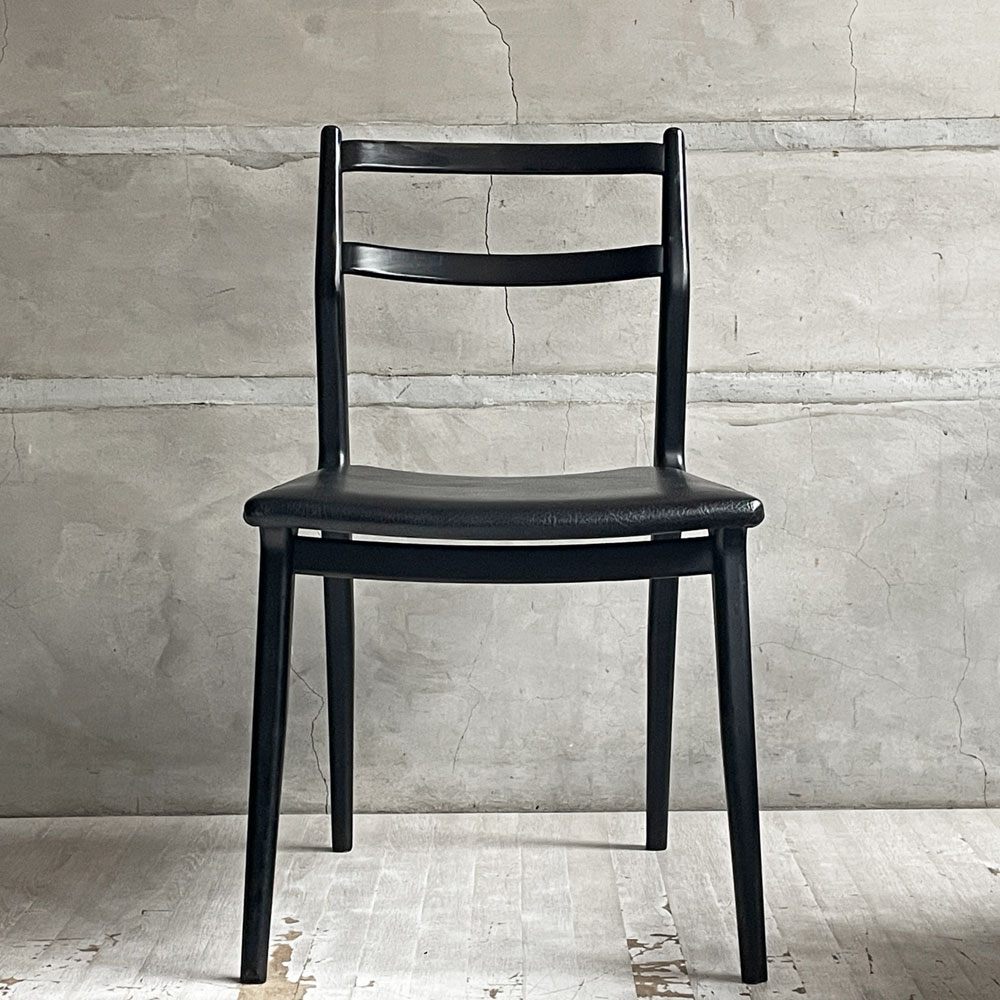 天童木工 TENDO インパラチェア Impala Chair ダイニングチェア ブラック レザー 本革 佐々木敏光 ジャパニーズミッドセンチュリーモダン A  ♪