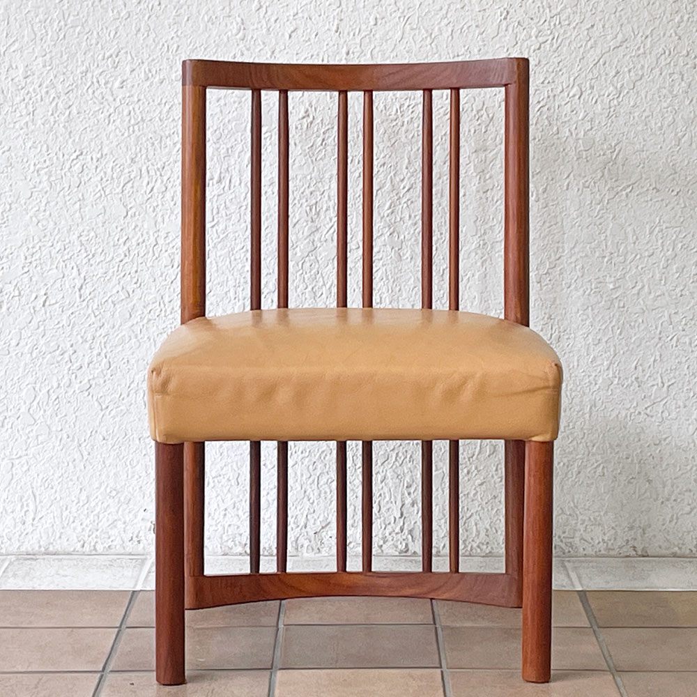 BC工房 チーク無垢材 ダイニングチェア 本革 ローチェア ラウンジチェア 幅48cm 国産クラフト家具 ナチュラルモダン ◇