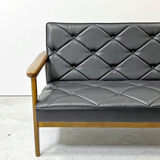 カリモク karimoku WS1123BW 2人掛けソファ 長椅子 W133cm ブナ材 合成皮革 ジャパニーズミッドセンチュリー ●