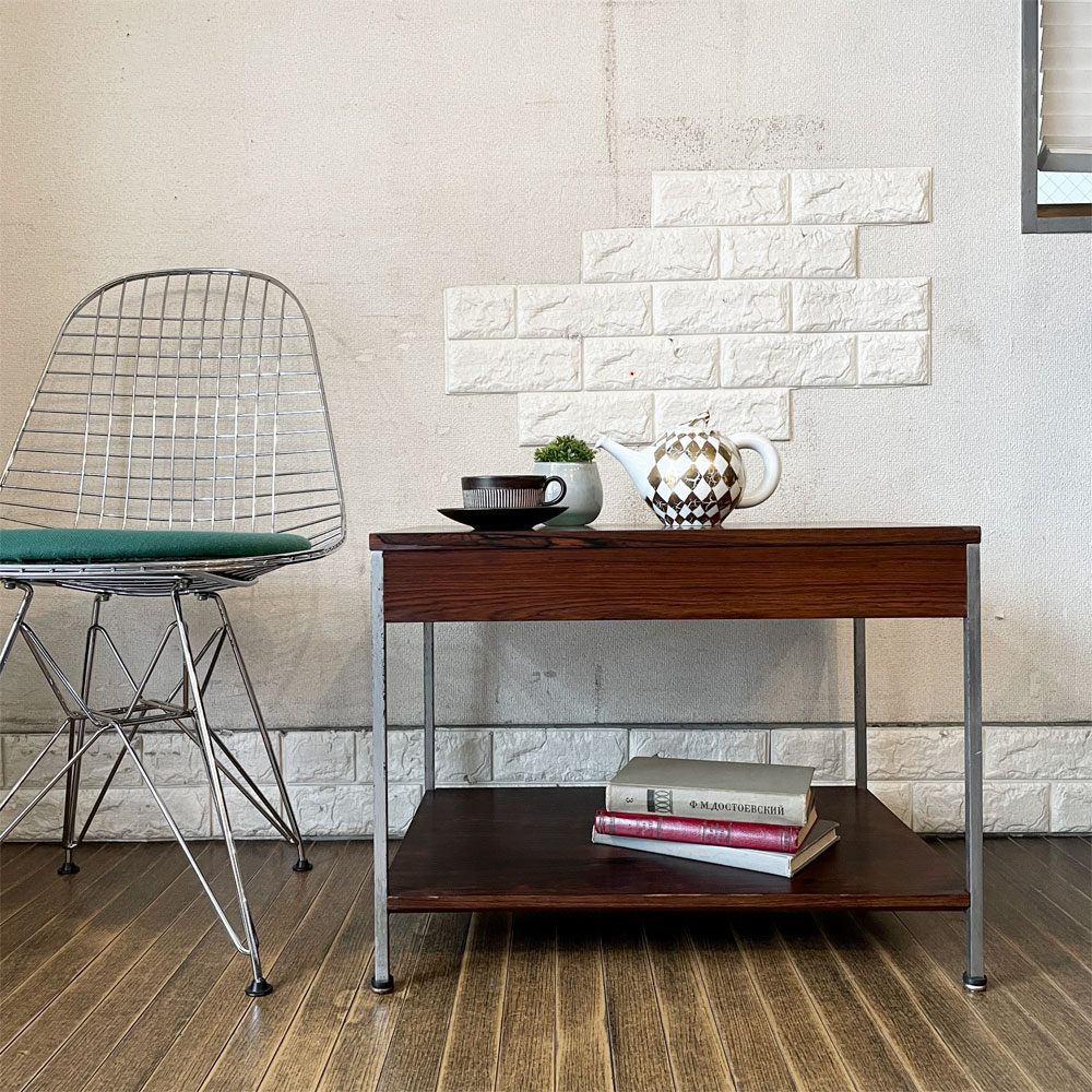 ハーマンミラー Herman Miller エンドテーブル サイドテーブル ローズウッド×スチール脚 W61cm ジョージ・ネルソン USビンテージ ミッドセンチュリー ◎