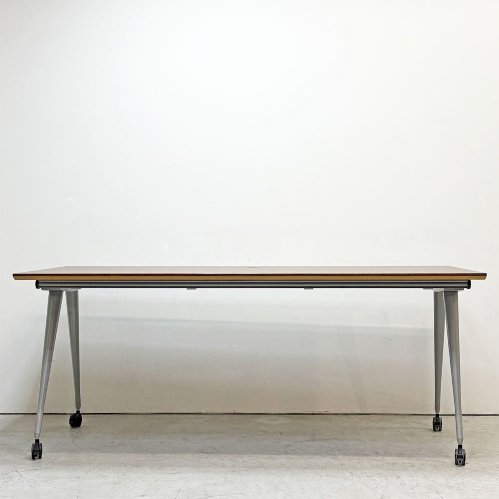 ハーマンミラー Herman Miller アバックエンバイロメンツ ABAK ミーティングテーブル デスク W180cm ウォールナットカラー キャスター付き ティム・ウォレス ●