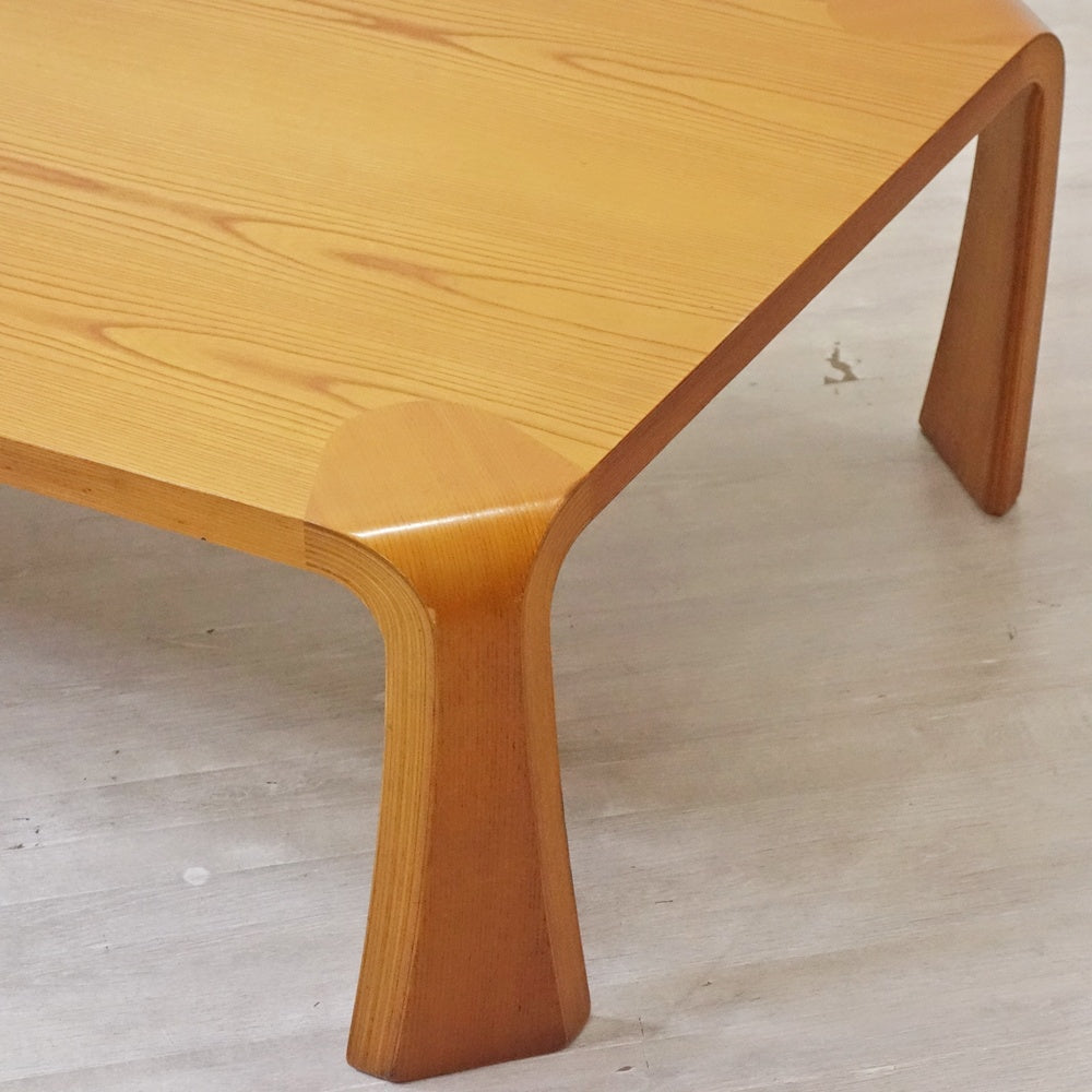 天童木工 Tendo プライウッド 座卓 欅材 ローテーブル W150cm 乾三郎 デザイン ●