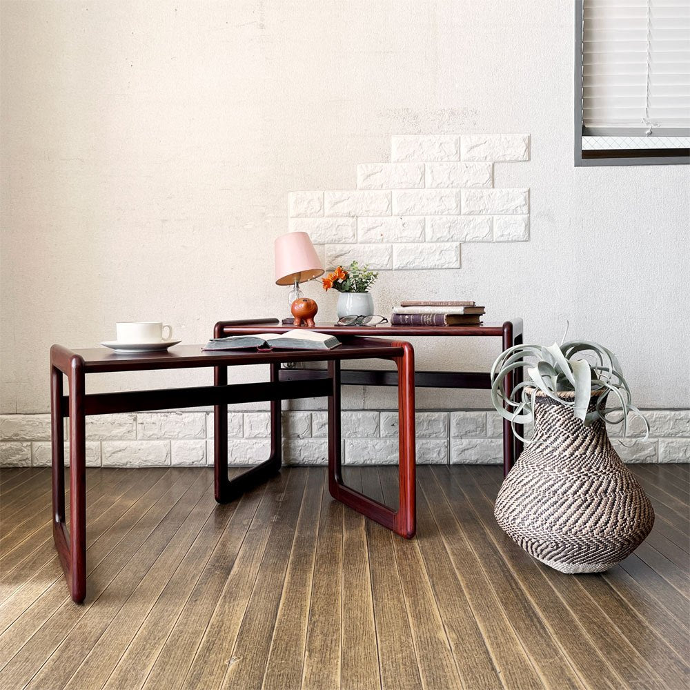 ジャパンビンテージ Japan Vintage ローズウッド材 ネストテーブル サイドテーブル 2連 W70/65cm 北欧スタイル ◎