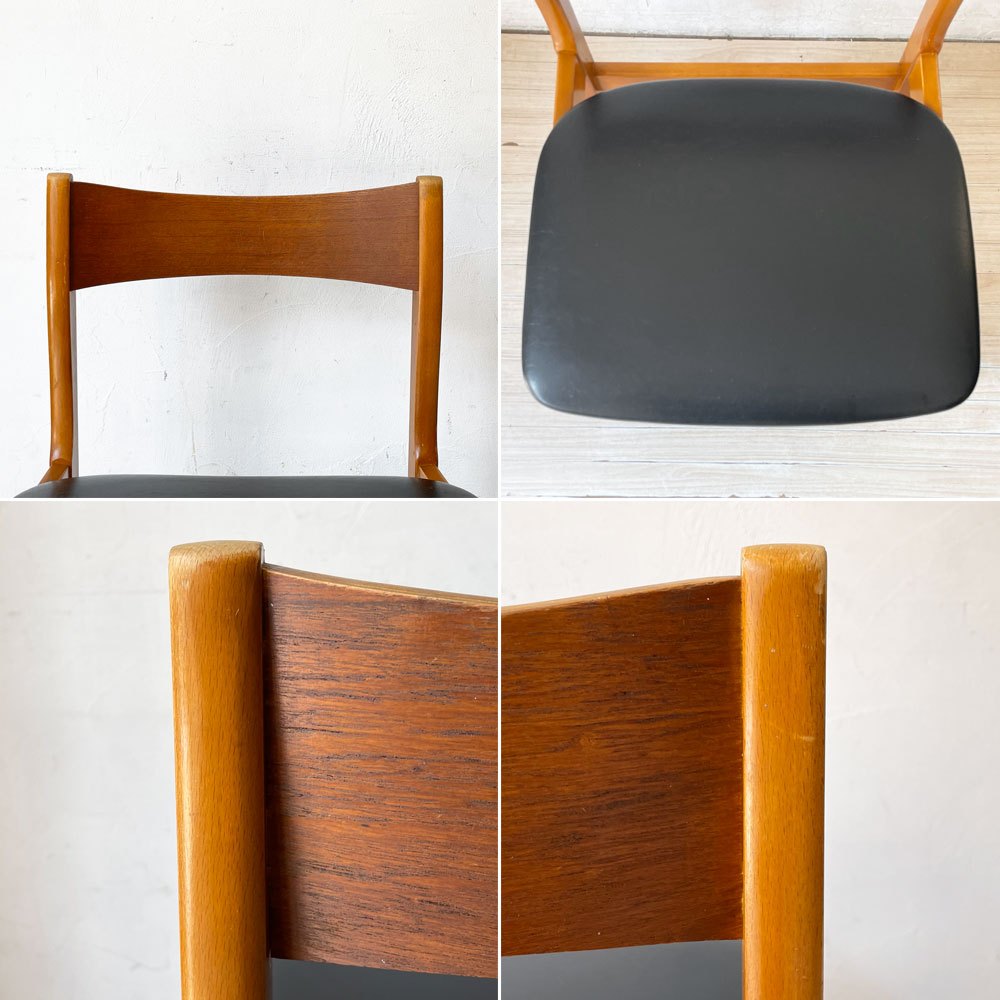 ネイサン ファニチャー Nathan Furniture イギリス ビンテージ UK Vintage ダイニングチェア チークプライッド×ビーチ材 PVCレザーシート A ★