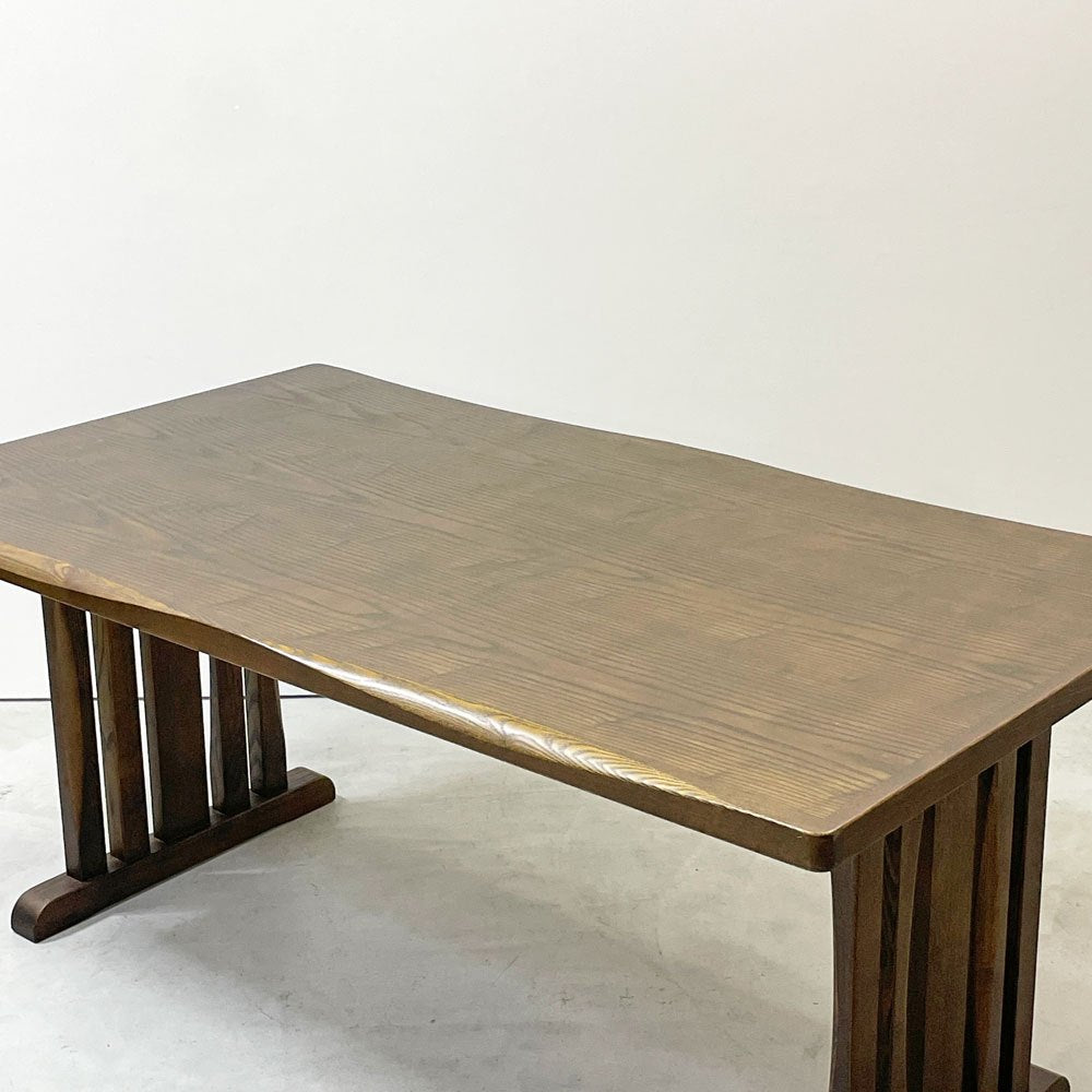 大川家具 鎌倉 ダイニングテーブル オーク材 シンプルデザイン ダークブラウン  W160cm ●