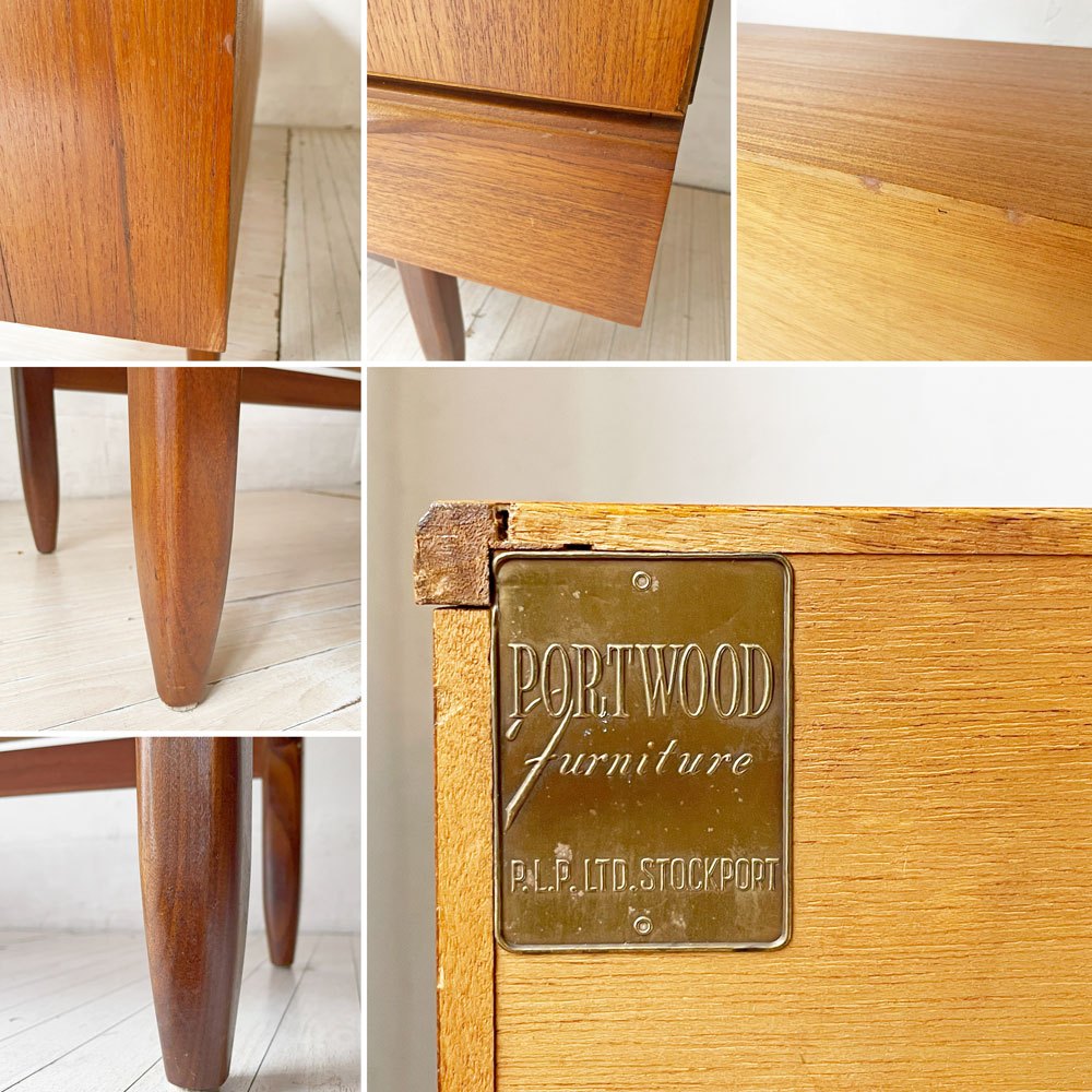 ポートウッドファニチャー Portwood furniture チーク材 サイドボード キャビネット W183cm 英国 UKビンテージ ★
