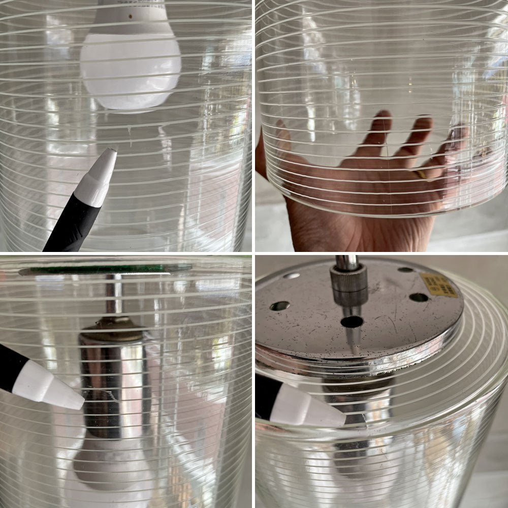 森部照明 MORIBE SHOMEI 糸巻ガラスシェード ペンダントライト クリア 円柱 モダンデザイン ビンテージ ♪