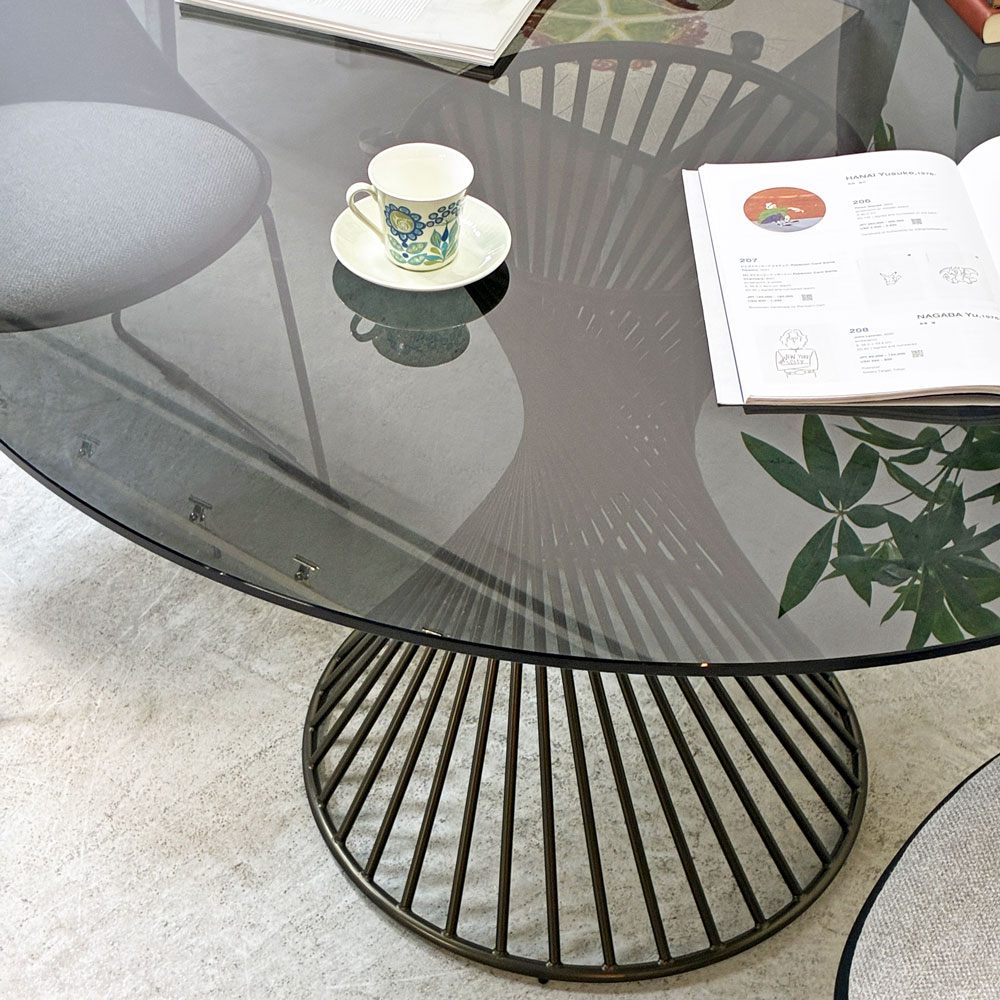 カリガリス calligaris ヴォルテックス ラウンドテーブル VORTEX Round table ダイニングテーブル スモークガラス天板×マットブロンズベース Φ120cm イタリアモダン 定価 ¥237,600- ●