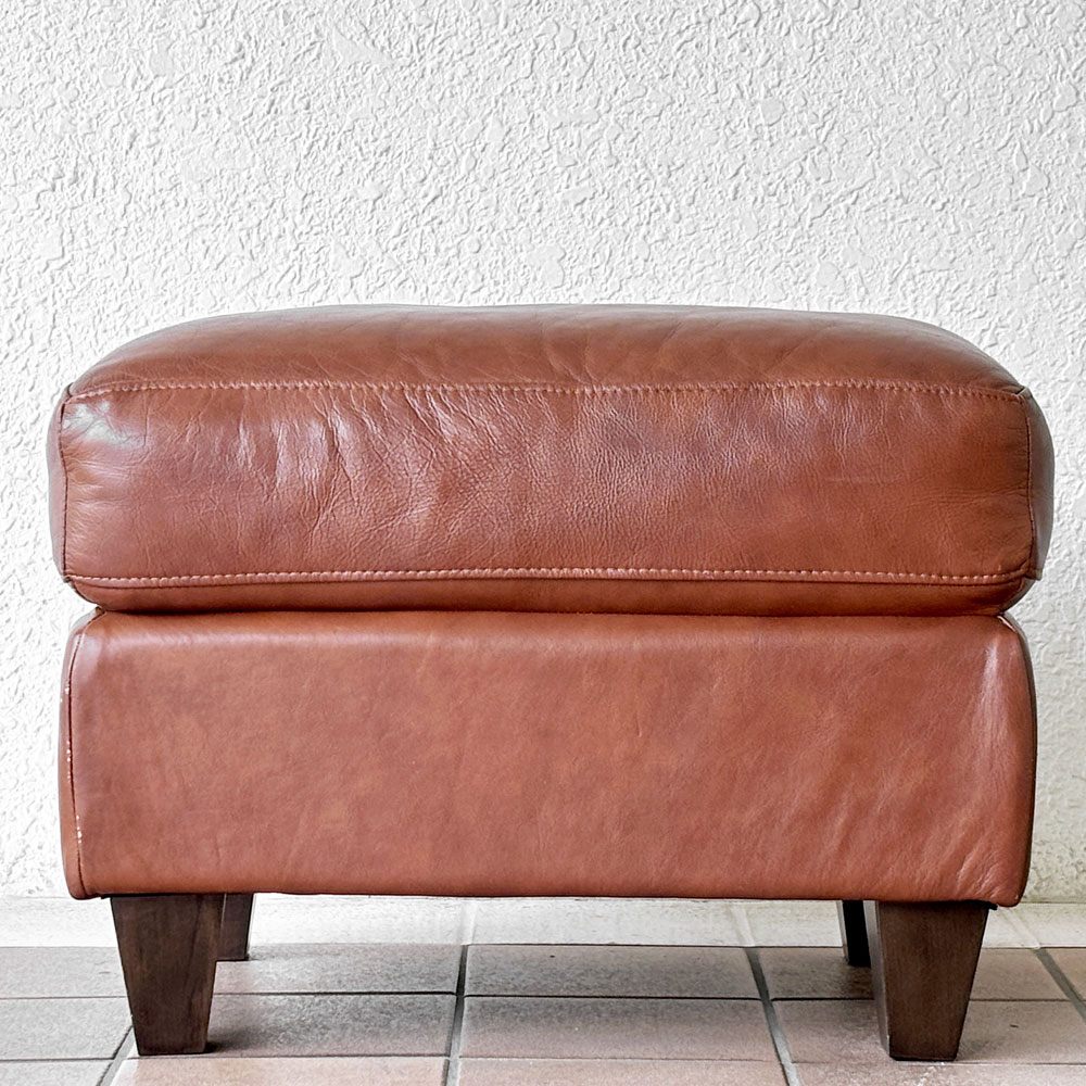 イデー IDEE リラ オットマン RIRA OTTOMAN フットスツール オットマン 本革 レザー ナラ材 ブラウン系 W60cm  ◇