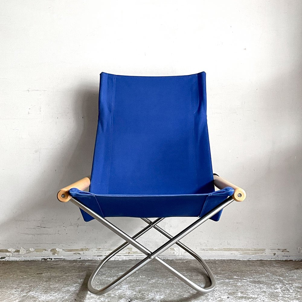 ニーチェア エックス Nychair X ロッキングチェア ブルー × ナチュラル バーチ材 ファブリック フォールディングチェア 折り畳み 新居猛 藤栄 ■
