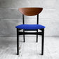 ネイサンファニチャー NATHAN Furniture  ダイニングチェア チークプライウッド ブラックフレーム ファブリック ブルー系カラー 英国 UKビンテージ 座面張り替え済み B ♪