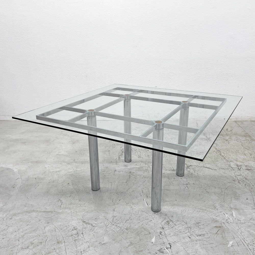 ノル Knoll アンドレ Andre Square Glass Table ダイニングテーブル ガラストップ  スクエア Tobia Scarpa モダンデザイン 〓