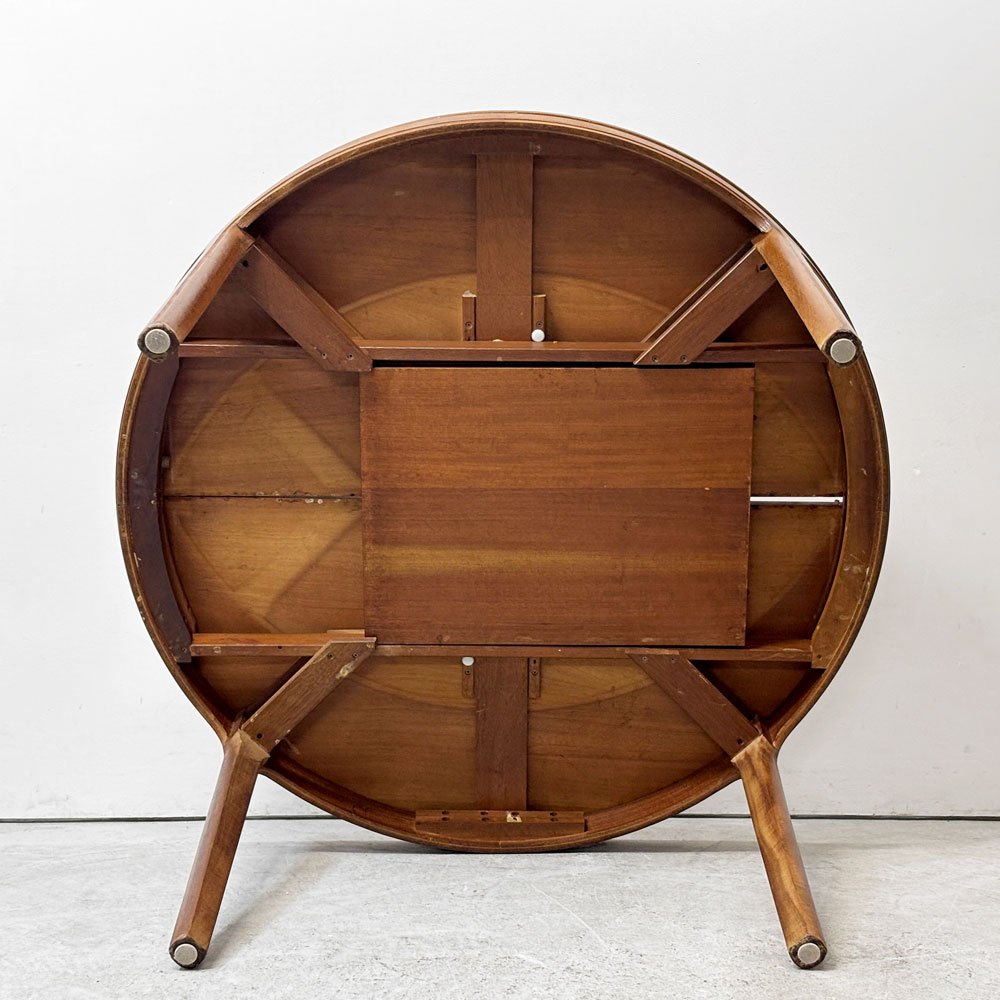 ネイサンファニチャー NATHAN Furniture チーク材 エクステンション ダイニングテーブル 伸長式 ラウンド W122cm 英国家具 UKビンテージ ●