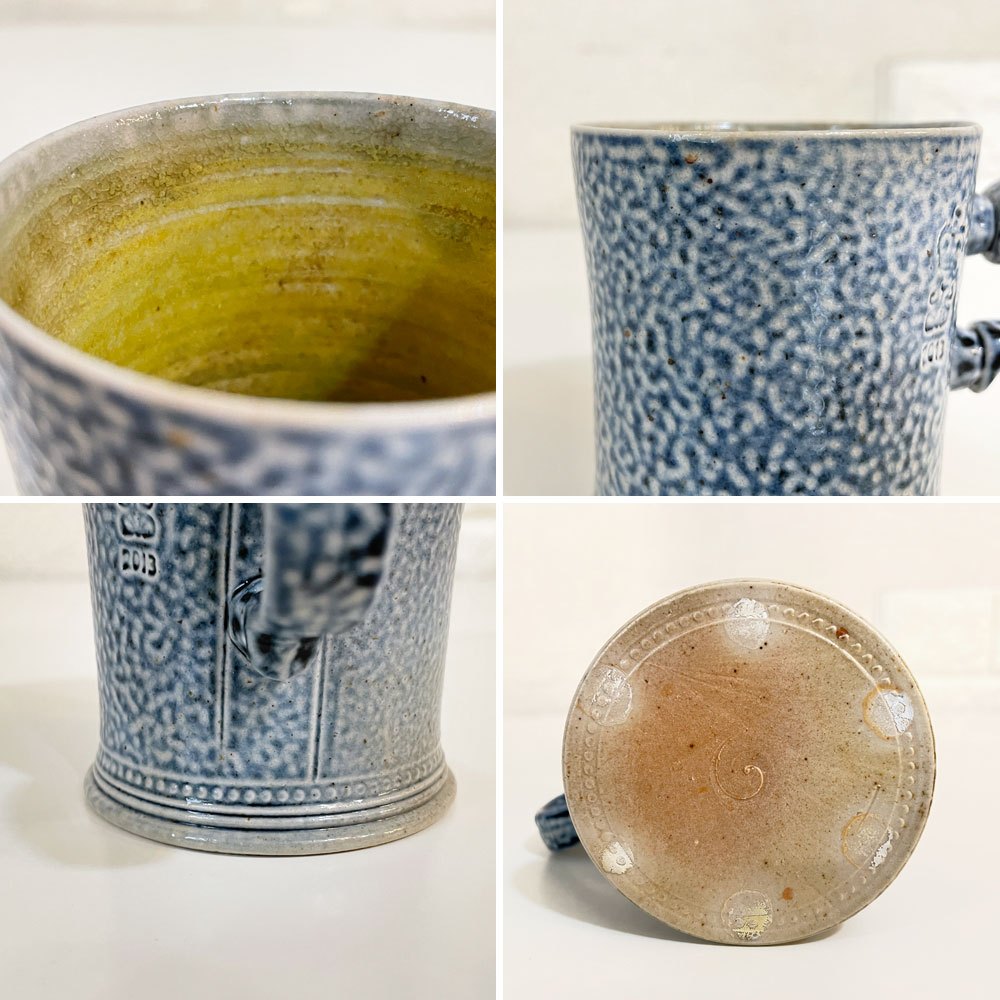 スティーブ・ハリソン Steve Harrison マグカップ ブルー系 ソルトグレーズ ARTS&SCIENCE取扱 2013年 希少 現代作家 ◎