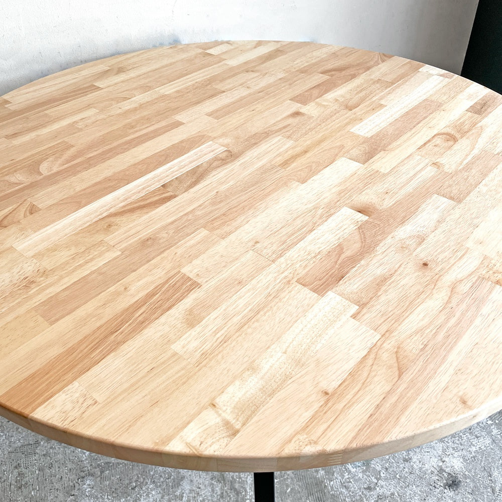 かなでもの KANADEMONO ザ・カフェテーブル THE CAFE TABLE Black Steel 4pin ラウンド ラバーウッド材 ナチュラル Φ90cm ■