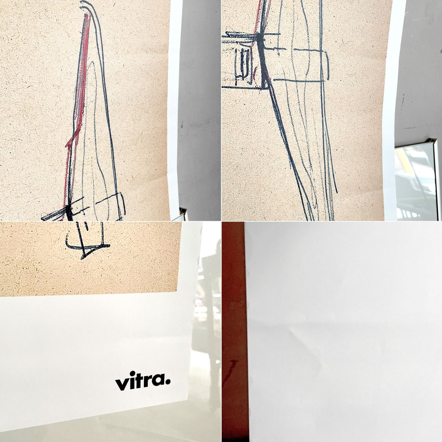 ヴィトラ Vitra ドローイングポスター シェーズトゥボワ Chaise Tout Bois ジャン・プルーヴェ Jean Prouve W50 × H70(スクリーンサイズ) 額装 非売品 ■