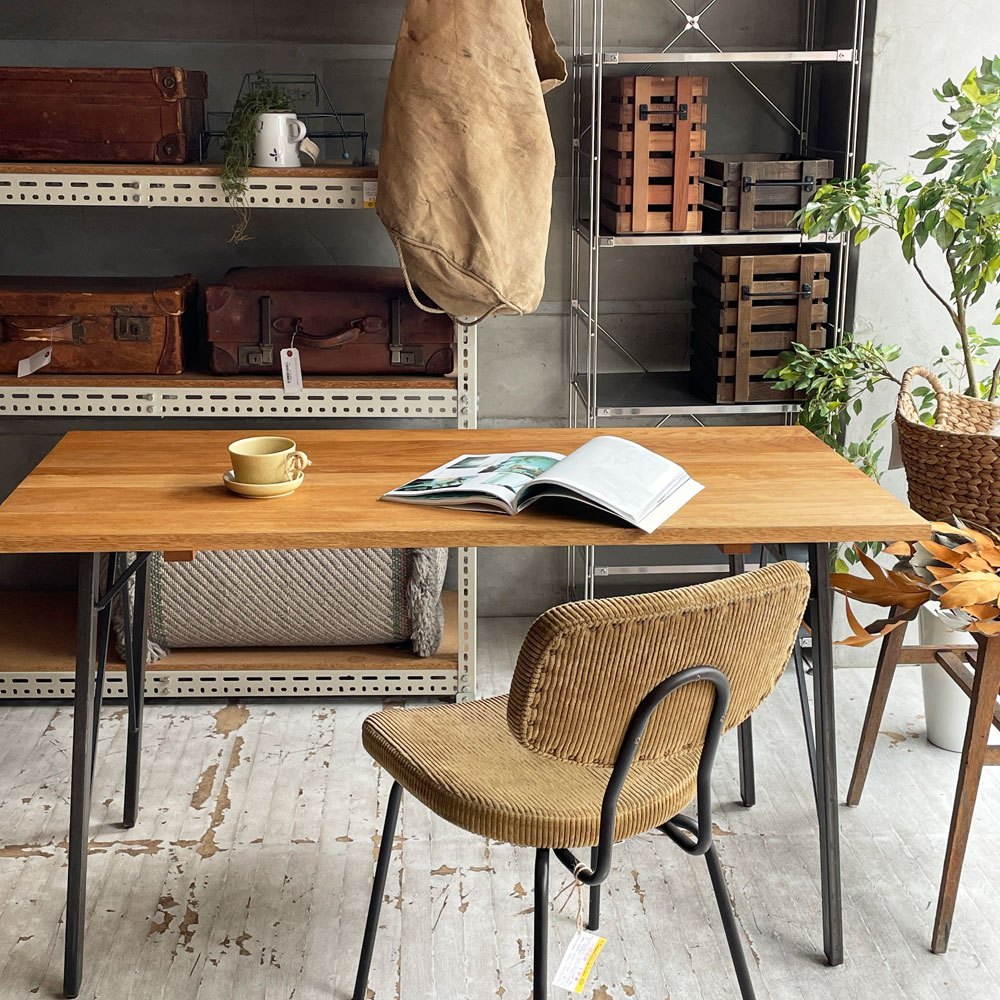 ジャーナルスタンダードファニチャー j.s.F シノン CHINON ダイニングテーブル Sサイズ w130cm オーク無垢材 インダストリアル ♪