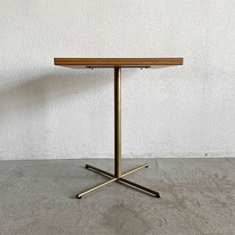 ビンテージスタイル Vintage Style 節入り杉天板×スチール脚 ゴールド カフェテーブル ダイニングテーブル スクエア W60cm 〓