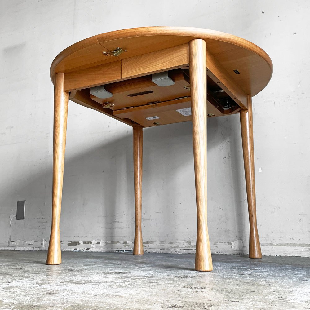 ジャーナルスタンダードファニチャー j.s.F アロスラウンドテーブル AROS ROUND TABLE 伸長式ダイニングテーブル エクステンション ナチュラル ホワイトオーク材 Φ90cm ■