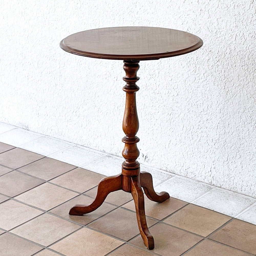 ロイズアンティークス Lloyd's Antiques UKビンテージ ソファサイドティーテーブル オーク材 Φ50cm 花台 ディスプレイテーブル 英国家具 ◇